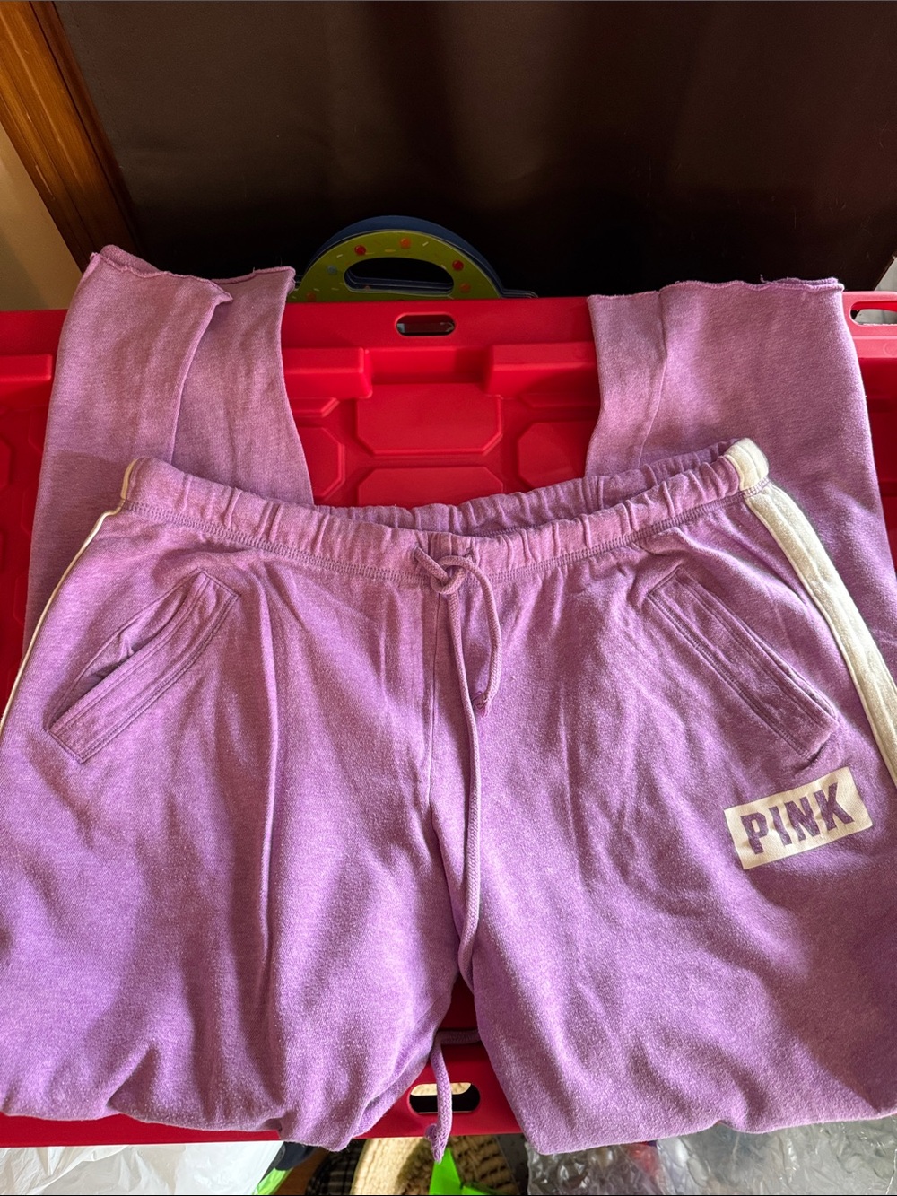 PINK Victoria's Secret Lavender Pull-On Joggers with Side Stripe